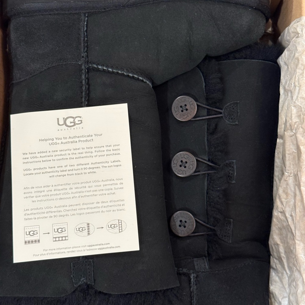 UGG Black Bailey Button Sheepskin Boots - Picture 9 of 11